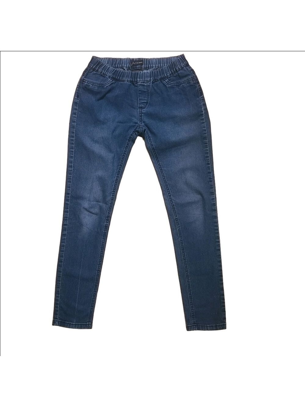 Jules & James Jeans Medium Wash Denim Chambray Low Rise Pull On Straight Leg